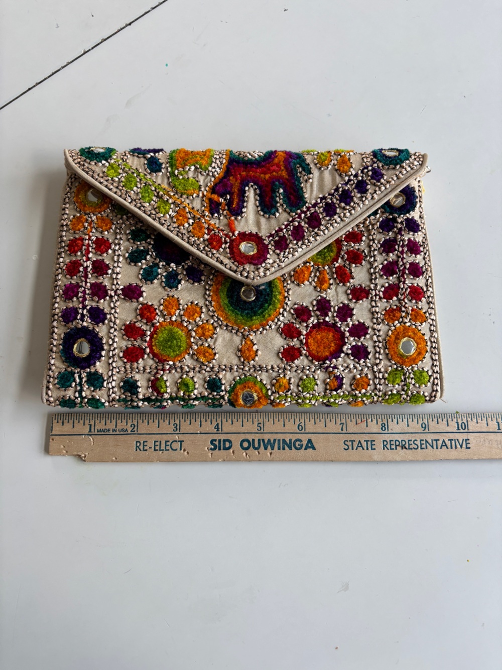 Embroidered Multicolor Floral Clutch Wallet from India